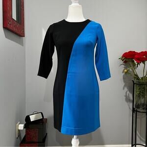 NEW Ann Taylor Career Classic Colorblock Scoop 3/4 Sleeve Sheath Dress 0P NWT